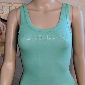 Bebe rhinestone logo ribbed tank top size XS